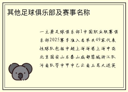 其他足球俱乐部及赛事名称